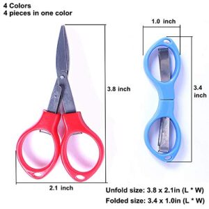 Folding Scissors,16 Pack Safe Portable Travel Scissors,Foldable Small Scissors Small Sewing Scissor,Stainless Steel Telescopic Cutter Used for Home Office