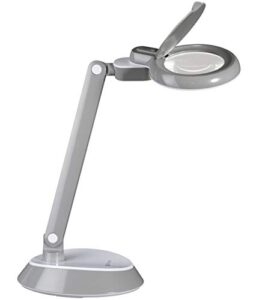 ottlite led space saving magnifier desk lamp – optical grade magnification, adjustable arm, pivoting head, portable to travel, for crafting & needlework