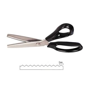 professional pinking shears, comfort grip handle stainless steel dressmaking scissors sewing art craft cut tool, serrated and scalloped blade cutting scissor for fabric decoration (serrated 3mm)