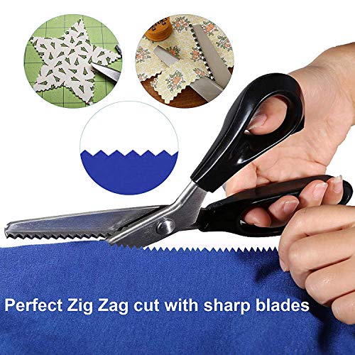 Professional Pinking Shears, Comfort Grip Handle Stainless Steel Dressmaking Scissors Sewing Art Craft Cut Tool, Serrated and Scalloped Blade Cutting Scissor for Fabric Decoration (Serrated 3mm)