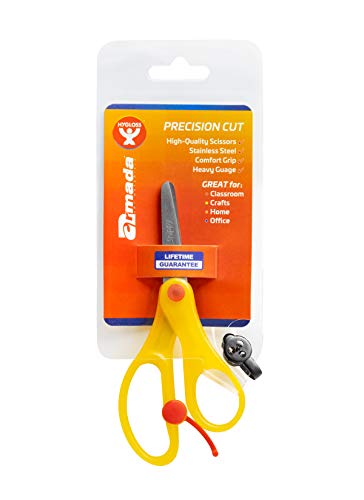 Hygloss-Armada Art Snippy Spring-Action Scissors - Spring Back Open as You Cut - Stainless Steel, Blunt Tip Blades - Easy Cutting for Children - Kids’ Arts & Crafts - 5 Inches - Yellow - 3 Pairs