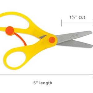 Hygloss-Armada Art Snippy Spring-Action Scissors - Spring Back Open as You Cut - Stainless Steel, Blunt Tip Blades - Easy Cutting for Children - Kids’ Arts & Crafts - 5 Inches - Yellow - 3 Pairs