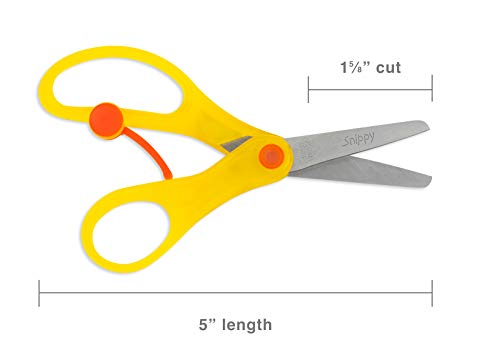 Hygloss-Armada Art Snippy Spring-Action Scissors - Spring Back Open as You Cut - Stainless Steel, Blunt Tip Blades - Easy Cutting for Children - Kids’ Arts & Crafts - 5 Inches - Yellow - 3 Pairs