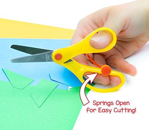 Hygloss-Armada Art Snippy Spring-Action Scissors - Spring Back Open as You Cut - Stainless Steel, Blunt Tip Blades - Easy Cutting for Children - Kids’ Arts & Crafts - 5 Inches - Yellow - 3 Pairs