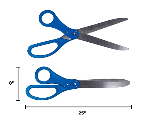 Nashira Ribbon Cutting Ceremony Kit, 25" Giant Scissors with Blue Satin Ribbon, Grand Opening Banner & Balloons - Heavy Duty Metal Scissors for Special Events, Inaugurations & Ceremonies