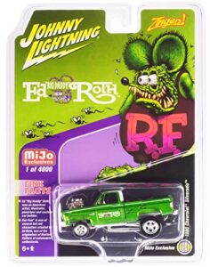 1980 chevy silverado pickup truck green metallic with white top rat fink ltd ed to 4800 pieces 1/64 diecast model car by johnny lightning jlcp7371