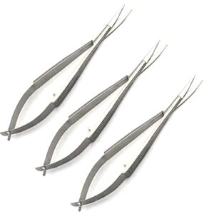 odontomed2011 3 pcs micro curved scissors sharp/sharp 4.5″ castroviejo stainless steel odm