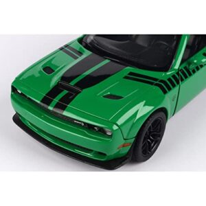 Motormax 2018 Dodge Challenger SRT Hellcat Widebody Green with Black Stripes GT Racing Series 1/24 Diecast Model Car 73786
