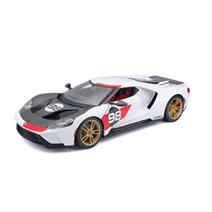 maisto 2021 ford gt #98 white heritage edition 1/18 diecast model car 31390 (31390he)