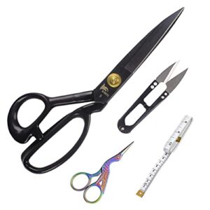 bihrtc sewing scissors stork scissors for fabric scissors heavy duty stainless steel 9 inch professional tailor shears set for tailoring sewing dressmaking quilting sharp scissor pack of tape measure