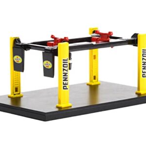 Adjustable Four-Post Lift Pennzoil Black and Yellow Four-Post Lifts Series 3 1/64 Diecast Model by Greenlight 16130 C