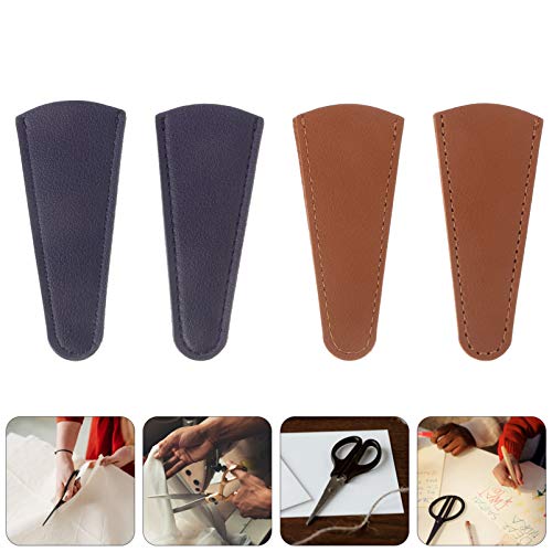 EXCEART 4pcs Sewing Scissors Sheath Leather Scissors Cover Protector Safety Trimming Beauty Tool Protection Cover Collect Bags