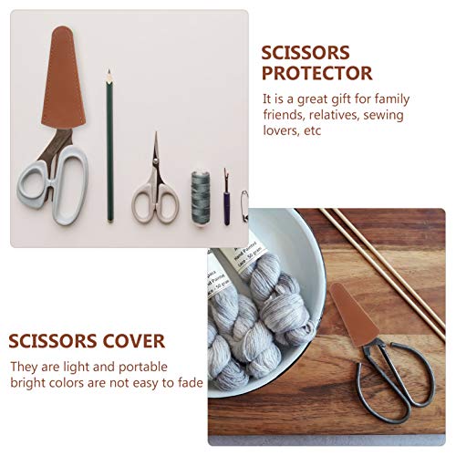 EXCEART 4pcs Sewing Scissors Sheath Leather Scissors Cover Protector Safety Trimming Beauty Tool Protection Cover Collect Bags