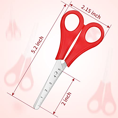 50 Pack Kids Scissors 5 Inch Blunt Tip Safety Scissors Stainless Steel Paper Scissors with Comfort Grip Handles and Scale for Students Craft (Red)