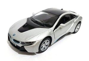 kinsmart new 1:36 display – silver color bmw i8 diecast model car