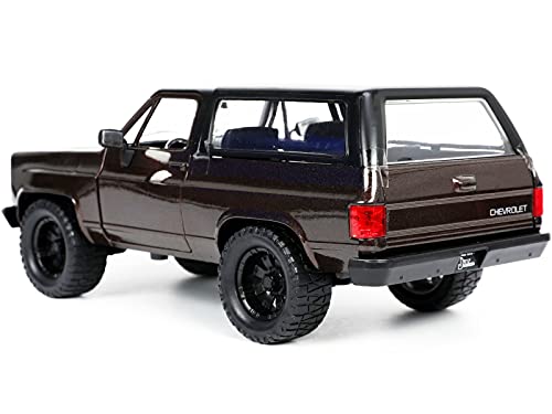 1980 Chevy Blazer Dark Brown Metallic with Black Top with Extra Wheels Just Trucks Series 1/24 Diecast Model Car by Jada 33017