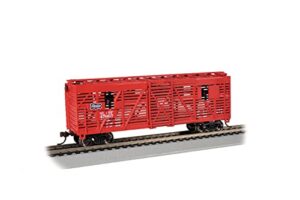 bachmann trains – 40′ animated stock car – frisco #47667 with cattle – ho scale