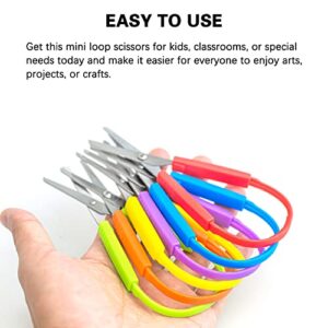 Mini Loop Scissors , Colorful Looped Scissor, Adaptive Design, Right and Lefty Support, Easy-Open Squeeze Handles (5 inch (for Kids),3 PCS)