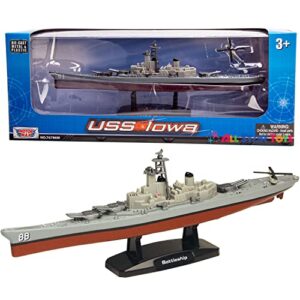 battleship uss iowa 9″ diecast model toy ship with helicopter by motormax