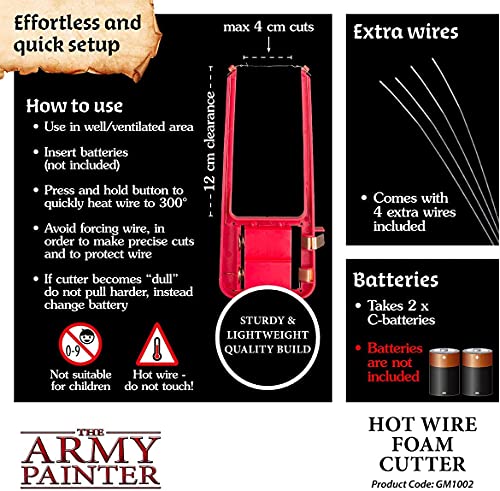 The Army Painter - GameMaster Hot Wire Foam Cutter - Hotwire Foam Cutting Tool and Styrofoam Cutter for Dungeon & Terrain and Wargames Scenery - Foam Board Cutter for Carving and Sculpting XPS Foam