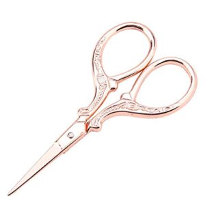 vintage scissors, european retro cross stitch scissor for dressmaker needlework sewing crafting fabric everyday use(rose gold)