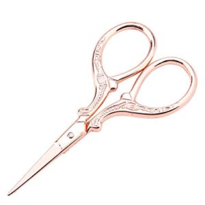 Vintage Scissors, European Retro Cross Stitch Scissor for Dressmaker Needlework Sewing Crafting Fabric Everyday Use(Rose Gold)