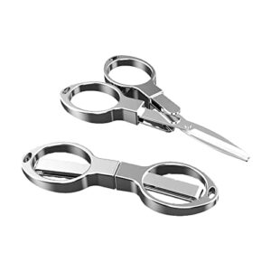 2pcs folding scissors travel safe portable small stainless steel telescopic cutter telescopic cutter used for home office, safety portable travel trip scissors