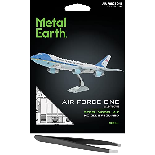 Fascinations Metal Earth Air Force One 3D Metal Model Kit Bundle with Tweezers