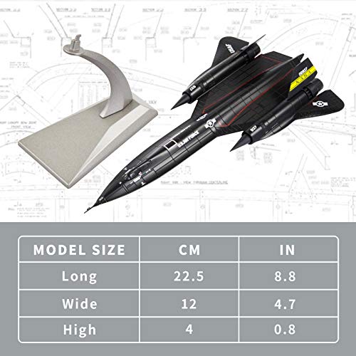 Lose Fun Park 1：144 SR 71 Blackbird Plane Model Diecast Military Fighter Attack Airplane Models Aircraft with Stand