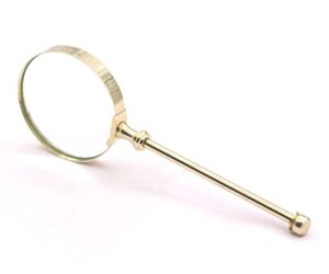rii magnifying glass with solid brass handle, handheld magnifying glass lens, antique magnifier, reading, inspection, coin & stamp, astrologer, low sight elderly collectible décor gift