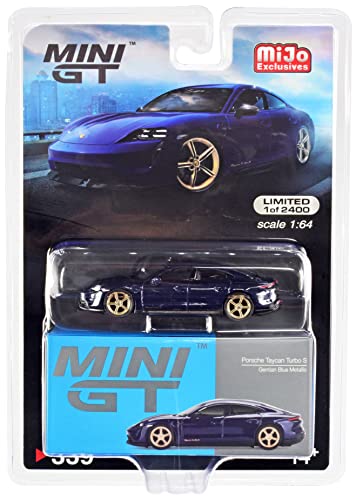 Truescale Miniatures Taycan Turbo S Gentian Blue Metallic Edition to 2400 Pieces Worldwide 1/64 Diecast Model Car by True Scale Miniatures MGT00339