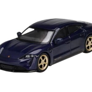 Truescale Miniatures Taycan Turbo S Gentian Blue Metallic Edition to 2400 Pieces Worldwide 1/64 Diecast Model Car by True Scale Miniatures MGT00339