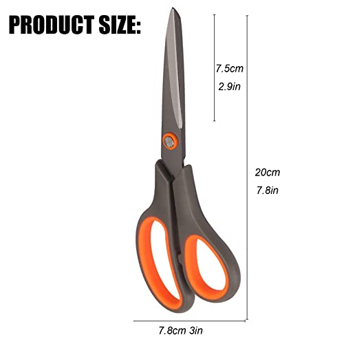 2 Pack 8" Titanium Non-Stick Scissors, All-Purpose Professional Stainless Steel Shears Comfort Soft Grip, Straight Office Craft Scissors for DIY School Home