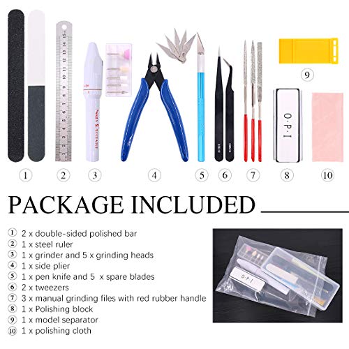 Keadic 24Pcs Gundam Model Basic Tools Set Hobby Building Tools Kit with a Plastic Case for Professional Gundam Model Building, Repairing and Fixing