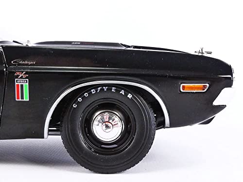 1970 Challenger R/T 426 HEMI The Black Ghost Black with White Tail Stripe 1/18 Diecast Model Car by Greenlight 13614