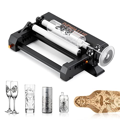 DEWALLIE Laser Rotary Roller, Laser Engraver Y-axis Rotary Roller 360° Rotation for Engraving Cylindrical Objects Cans with 7 Angle Adjustment Diameters for Different Size