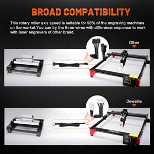 DEWALLIE Laser Rotary Roller, Laser Engraver Y-axis Rotary Roller 360° Rotation for Engraving Cylindrical Objects Cans with 7 Angle Adjustment Diameters for Different Size