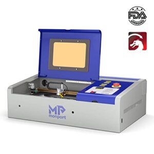 Monport 40W Laser Engraver, 40W Lightburn (8" X 12") CO2 Laser Engraver & Cutter with Red Dot Guidance, 3 LED Monitor Display and Water Cooling System