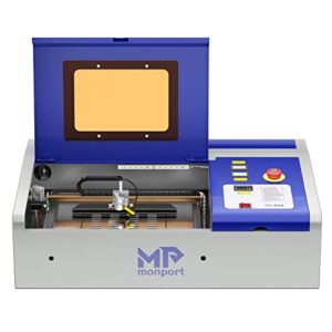 Monport 40W Laser Engraver, 40W Lightburn (8" X 12") CO2 Laser Engraver & Cutter with Red Dot Guidance, 3 LED Monitor Display and Water Cooling System