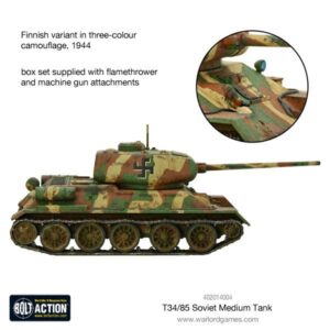 Bolt Action Soviet T34/85 Medium Tank 1:56 WWII Military Wargaming Plastic Model Kit