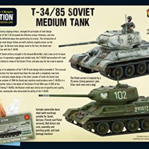 Bolt Action Soviet T34/85 Medium Tank 1:56 WWII Military Wargaming Plastic Model Kit