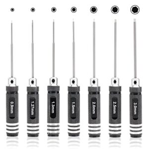 rc hex driver set – 7pcs hex allen screwdriver kit 0.9mm/1.27mm/1.3mm/1.5mm/2.0mm/2.5mm/3.0mm allen wrench set key driver repair tools for traxxas rc car drone multi-axis helicopter rc models