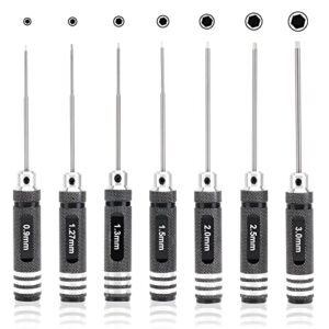 RC Hex Driver Set - 7pcs Hex Allen Screwdriver Kit 0.9mm/1.27mm/1.3mm/1.5mm/2.0mm/2.5mm/3.0mm Allen Wrench Set Key Driver Repair Tools for Traxxas RC Car Drone Multi-Axis Helicopter RC Models