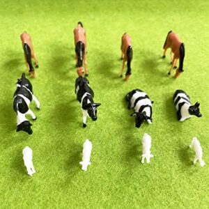 House Life 12pcs 1:87 Scale Mini Farm Animals Figure Model Railway Mixed Horses Cows Sheep Cute Train Scenery