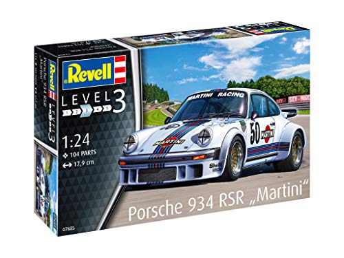 Revell RV07685 07685 7685 1:24 Porsche 934 RSR 'Martini Racing' Plastic Model Kit, Various, 1/24