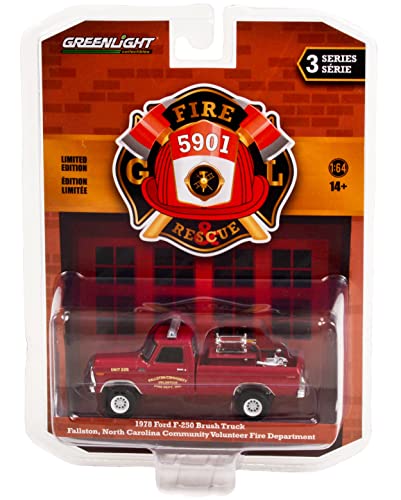 1978 F-250 Brush Truck Maroon Fallston Community Volunteer Fire Department (NC) Fire & Rescue Series 3 1/64 Diecast Model Car by Greenlight 67030 C