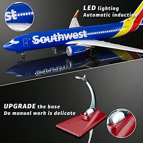 Lose Fun Park 1:80 Scale Large Model Airplane Southwest Airlines Boeing 737 Plane Models Diecast Airplanes with LED Light for Collection or Gift