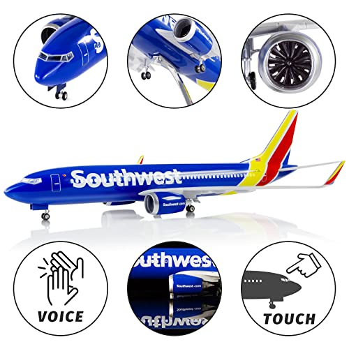 Lose Fun Park 1:80 Scale Large Model Airplane Southwest Airlines Boeing 737 Plane Models Diecast Airplanes with LED Light for Collection or Gift