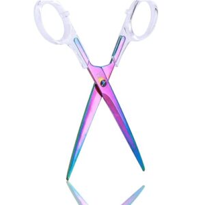 multibey 6.5″ craft scissors office scissors desk stationery heavy duty straight recycle copper fabric paper cutting tool tailor shears (holographic rainbow/colorful)