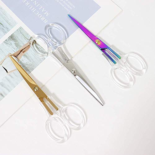 Multibey 6.5" Craft Scissors Office Scissors Desk Stationery Heavy Duty Straight Recycle Copper Fabric Paper Cutting Tool Tailor Shears (Holographic Rainbow/Colorful)